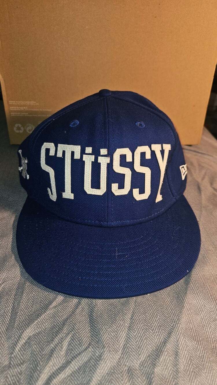 Stussy x New Era 59FIFTY 1980 Skull Logo Fitted Baseball Cap Blue
